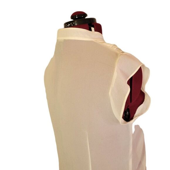 Ann Taylor White Sheer Ruffle Front Blouse (Size 12) - Picture 8 of 9